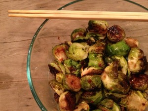 crispy brussels sprouts with chinese sausage and spicy sweet & sour sauce