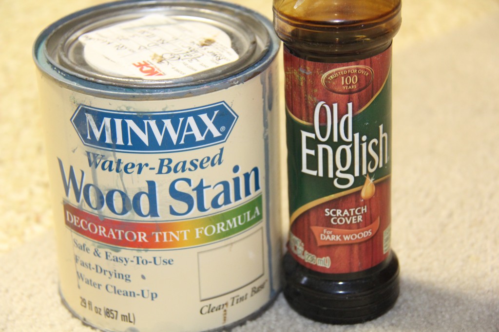 MinWax water based gray stain and Old English dark stain