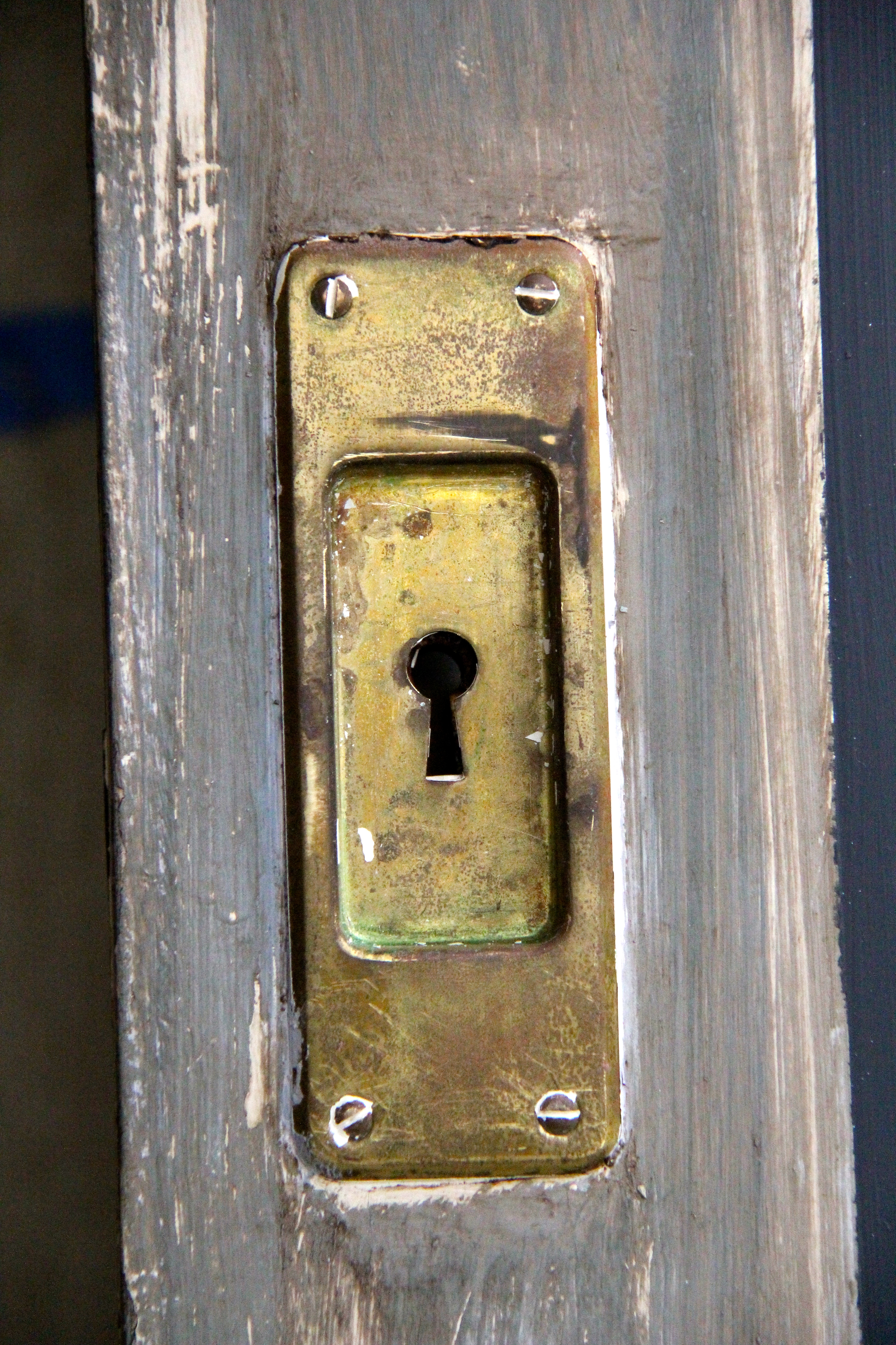 brass keyhole on antique door