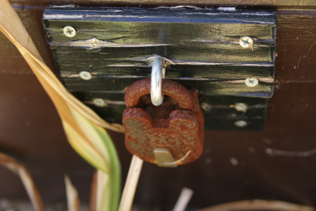 rusty lock on a treasure chest