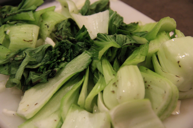 cooked baby bok choy