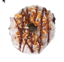 girl scout cookie-inspired Samoa donut by Sidecar Doughnuts