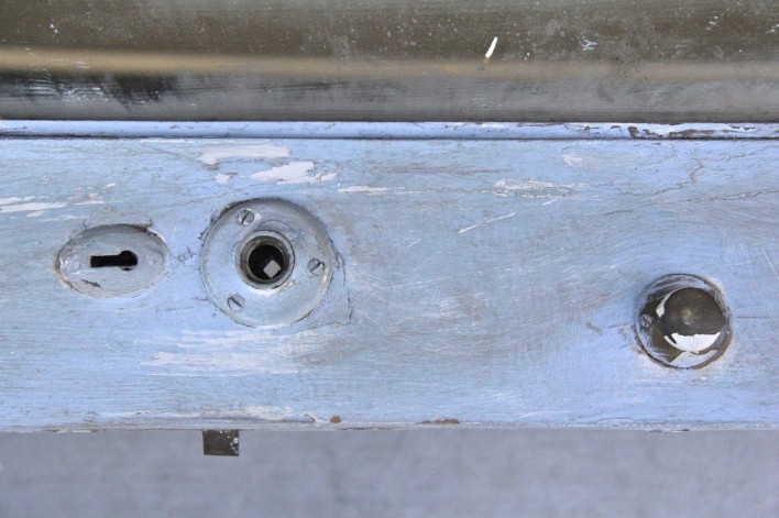 close up of shabby chic antique door hardware