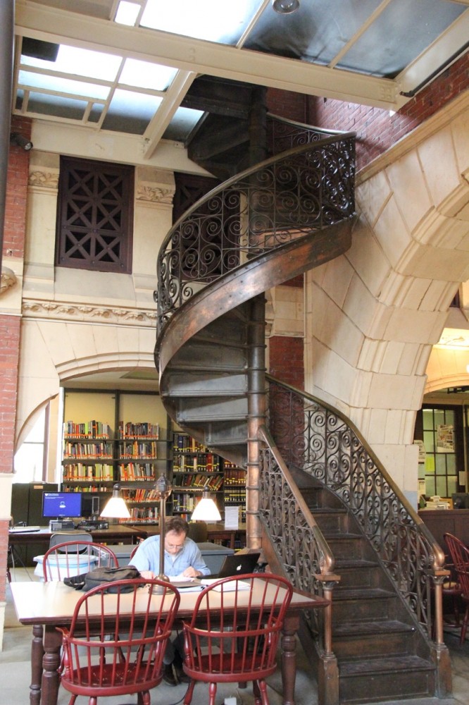 spiral staircase at Furness Library at U Penn