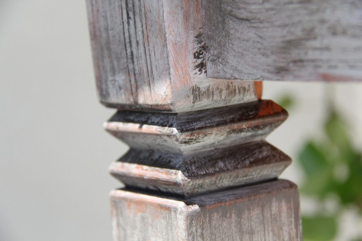 chess table leg close up during paint distressing