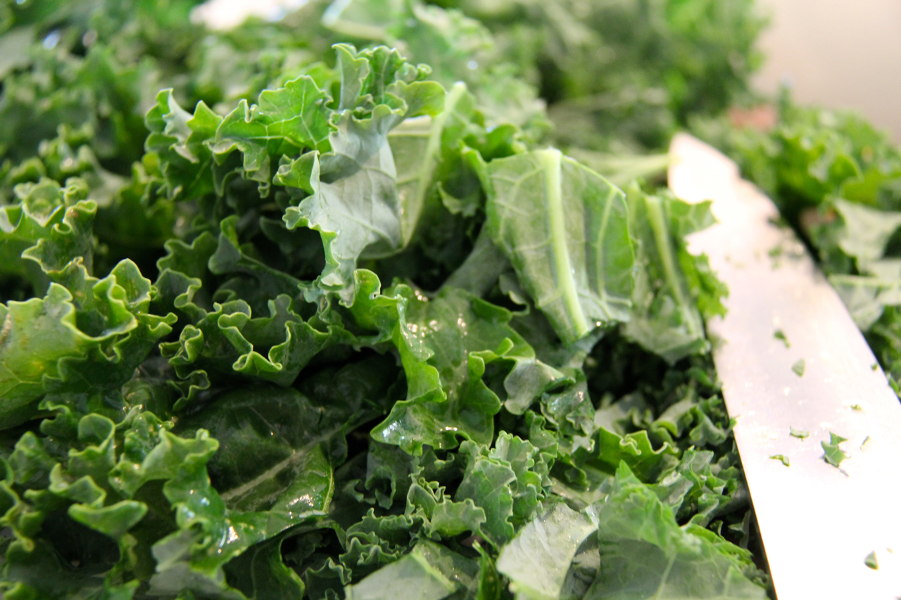 chopped kale close-up