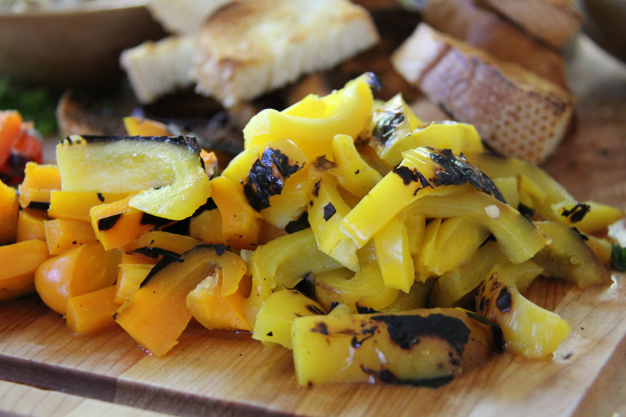 blackened yellow and orange bell peppers