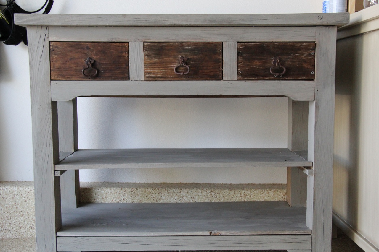 Annie Sloan French Linen painted work bench