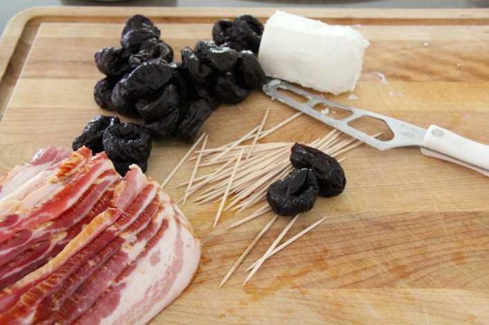 ingredients for feta stuffed dates wrapped in bacon