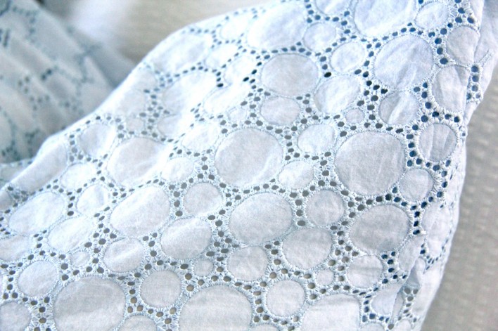 eyelet fabric dyed with Annie Sloan Chalk Paint