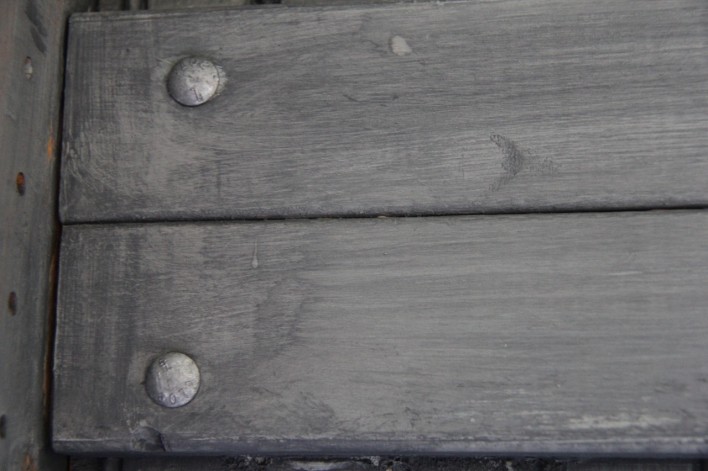 Annie Sloan paint detail on Restoration Hardware knock-off locker