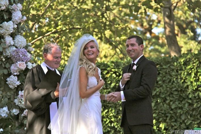 happy stunning blonde bride and groom at Beaulieu Gardens wedding Napa