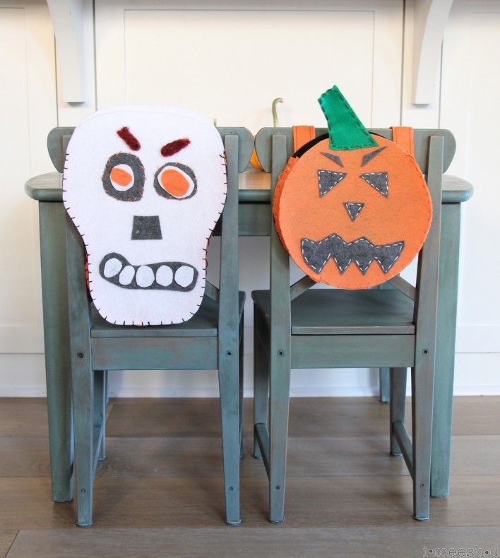 skull and pumpkin chair backers for kids