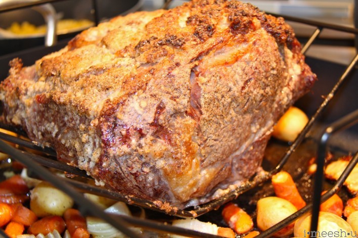 close-up of prime rib roast
