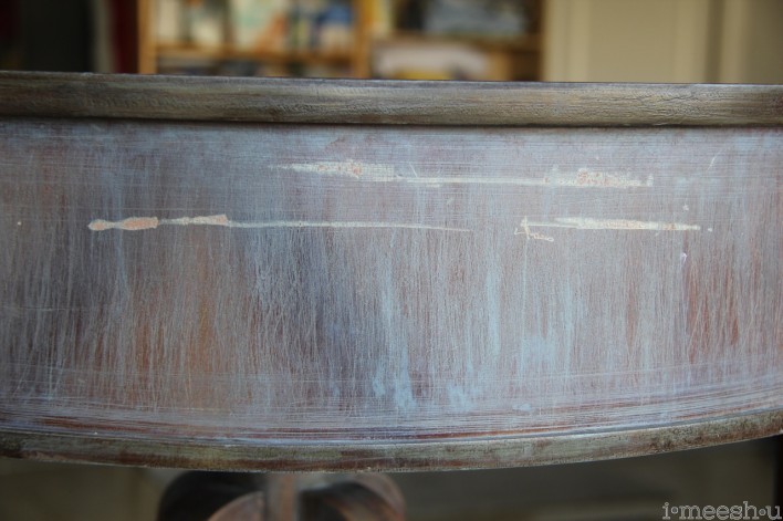 scratched Duncan Phyfe drum table