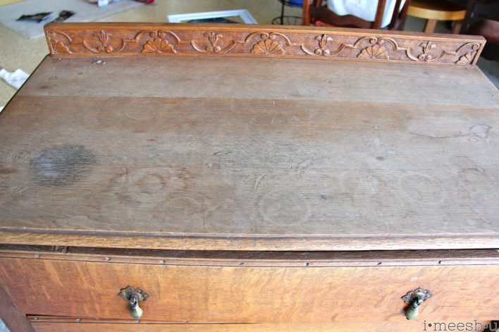 damaged antique dresser top