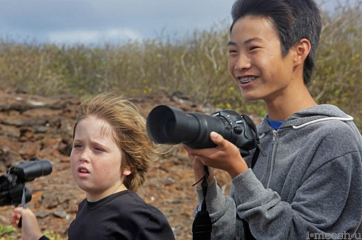 Jack and Tony Zeng viewing wildlife in Galapagos