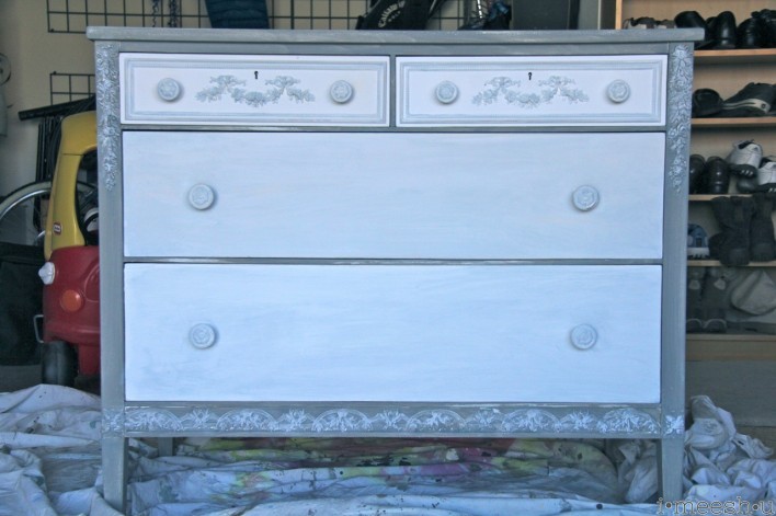 vintage dresser in chalk paint French Linen and Pure White