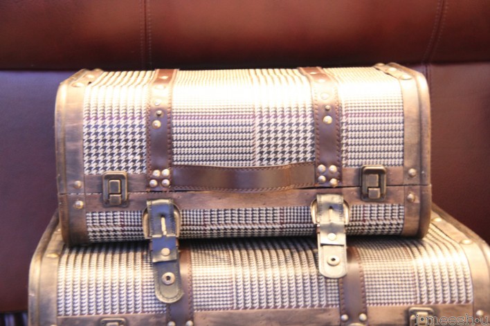 vintage industrial suitcases with metal straps